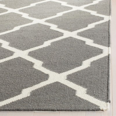 Handmade Grey/Ivory Geometric Wool Area Rug 8' x 10'