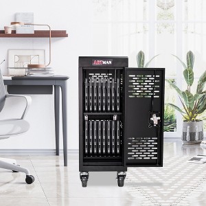 Gulches 16-Compartment Removable Locking Cabinet Black - Fully Assembled Storage - 1 of 4