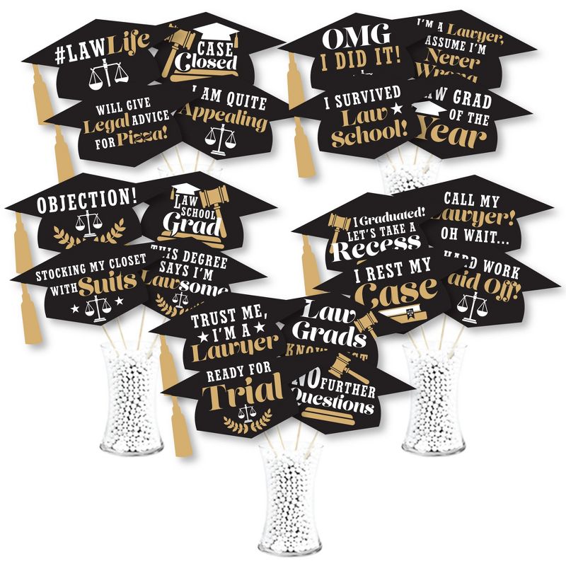 Big Dot of Happiness Hilarious Law School Grad - Future Lawyer Graduation Party Photo Booth Props or Table Toppers - 20 Count, 1 of 9