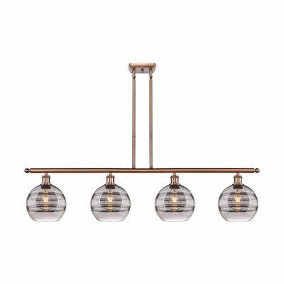 Rochester - 4 Light Stem Hung Island In Industrial Style-10.38 Inches Tall and 48 Inches Wide