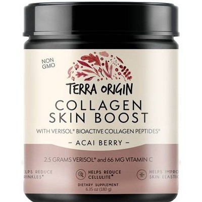 Terra Origin Collagen Skin Boost Powder W/ Verisol Bioactive Collagen Peptides Acai Berry - 6.35oz