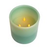 Northlight 6" Sage Green Battery Operated Flameless LED 3-Wick Flickering Wax Pillar Candle - 4 of 4