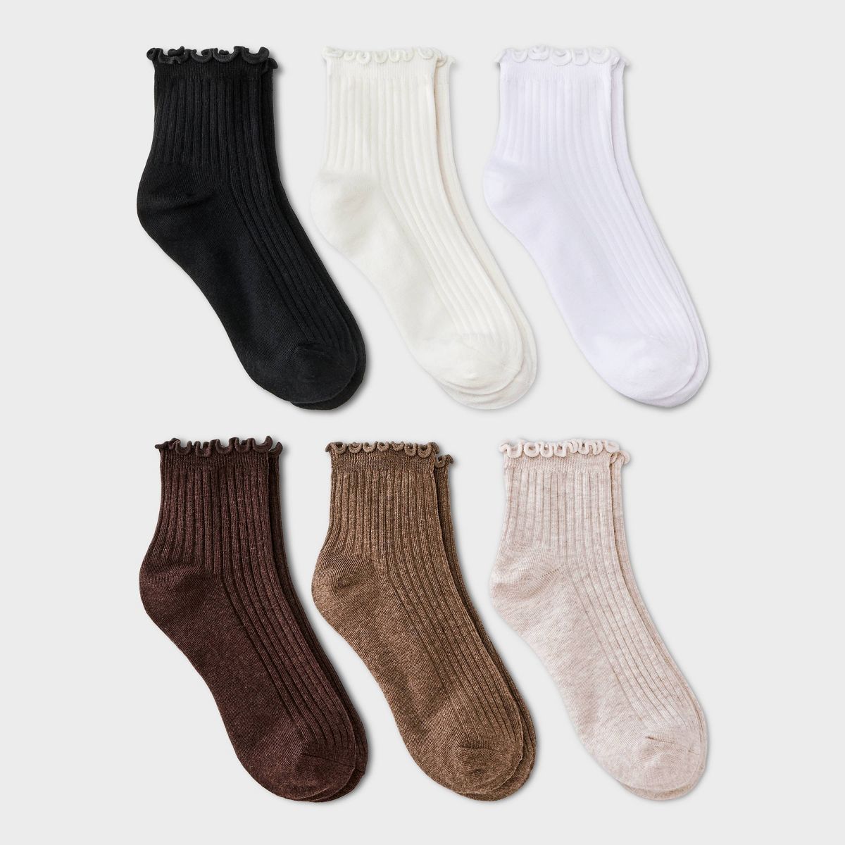 Women's Lettuce Edge 6pk Ankle Socks - A New Day™ 4-10 - thumbnail 4
