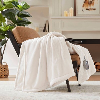 Ivory Queen Reversible Sherpa Knitted Heated Blanket