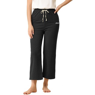 Allegra K Women's Wide Leg Drawstring Comfy Yoga Pants Lounge Pajamas Pants