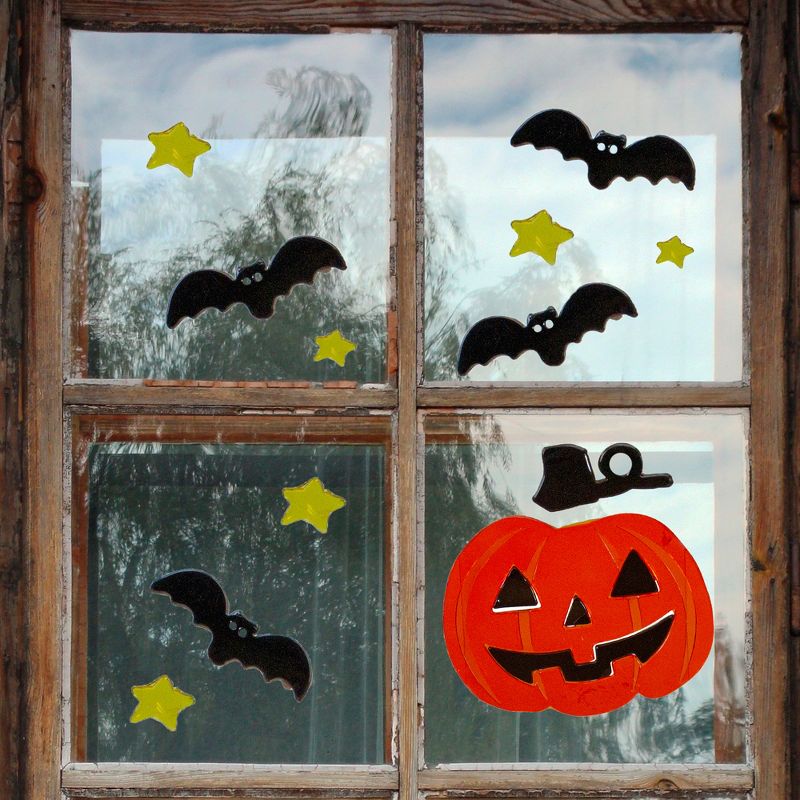 Northlight 18-Piece Jack-O-Lantern and Bat Halloween Gel Window Clings, 2 of 3