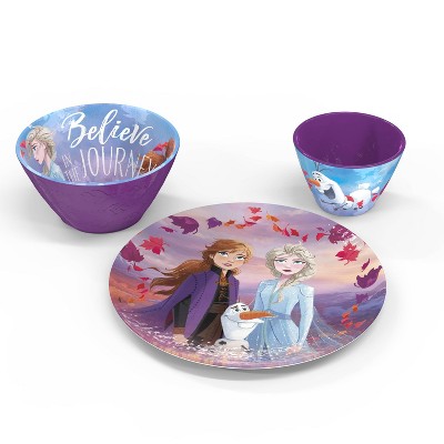 Frozen 2 3pc Melamine Princess Dinnerware Set Purple - Zak Designs