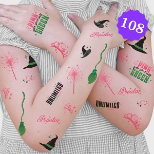 Big Dot of Happiness Witch Temporary Tattoos for Girls Pink and Green Birthday Favors, Halloween Activity, Set of 12 Tattoo Sheets – 108 Total Tats - 1 of 4
