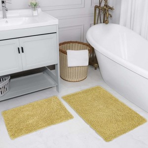 Fantasia Bath Rug Bathroom Rugs Set, Washable Rug, Extra Soft and Absorbent bath Rug, Bath Mat Set, Bath Floor Mat Non-Slip, 2 Pcs Set(M+L), Yellow - 1 of 4
