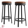 30'' Set of 2/4 Swivel Bar Stools Set with Footrest Counter Height Bar Stools with PU Leather Upholstered - 3 of 4