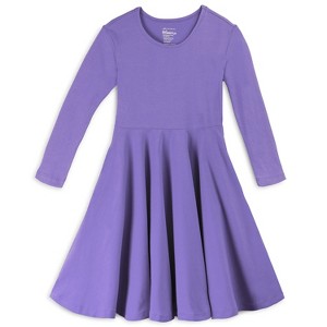 Mightly Toddler Fair Trade Organic Cotton Solid 3/4 Sleeve Twirl Dress - 1 of 3