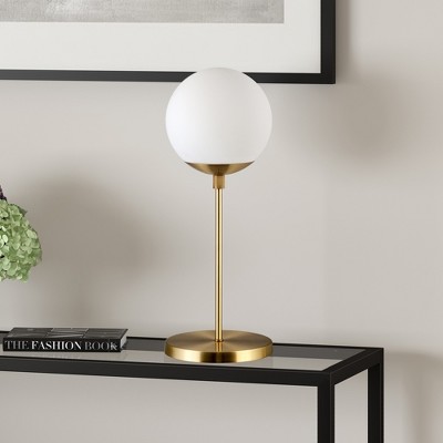 Hudson and Canal 21" Tall Globe and Stem Table Lamp with Round Glass Shade