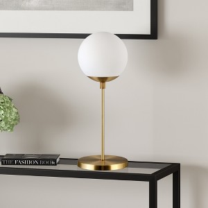 Hudson and Canal 21" Tall Globe and Stem Table Lamp with Round Glass Shade - 1 of 4