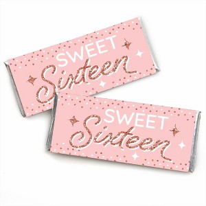 Big Dot of Happiness 16th Pink Rose Gold Birthday - Candy Bar Wrapper Happy Birthday Party Favors - Set of 24 - 1 of 4