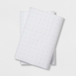 Standard Dotted Print Easy Care Pillowcase Set White/Gray - Made By Design