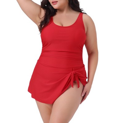 Agnes Orinda Women's Plus Size Adjustable Strap Tummy Control Tie Knot Swimsuits