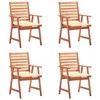 vidaXL Patio Dining Chairs 4 Pcs - Outdoor Wooden Acacia Chairs with Cream Waterproof Cushions, 22" W x 24.4" D x 36.2" H - 2 of 4
