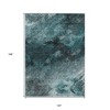 Teal Blue Aqua And Gray Abstract Washable Indoor Outdoor Area Rug - 3 of 4