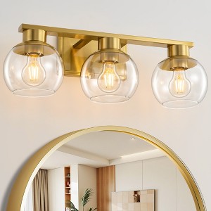 POWLIG Modern Vanity Light with Clear Glass Shades | Bathroom Fixture for Mirror, Bedroom & Living Room | Easy to Install - 1 of 4