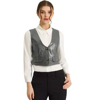 Allegra K Women's Lapel Single Breasted Tie Belt Work Sleeveless Faux Suede Vest  Jacket X-Small Caramel at  Women's Coats Shop