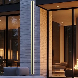 YANSUN 78.7 in. 1-Light Black Modern Integrated LED Outdoor Wall Light, Waterproof Porch Lantern Sconce for Garden or Patio - 1 of 1