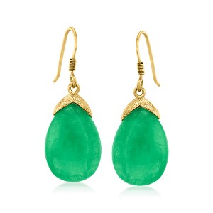 Ross-Simons Jade Drop Earrings in 18kt Gold Over Sterling - 1 of 4