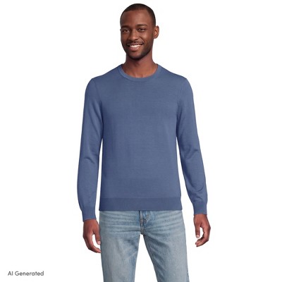 Lands' End Men's Fine Gauge Cotton Crew Neck Sweater - X Large