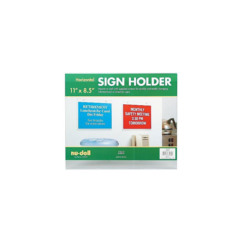 Nu-Dell Wall Sign Holder Horizontal 11"x8-1/2" Clear 38008, 2 of 4