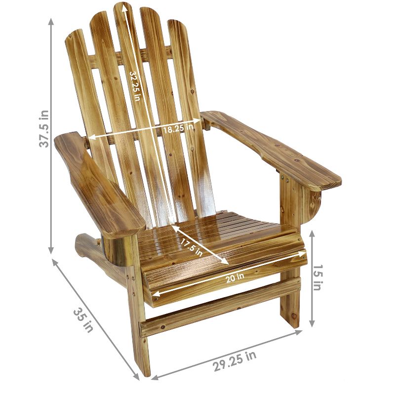 Sunnydaze Outdoor Natural Fir Wood Rustic Lounge Backyard Patio Adirondack Chair - Light Charred Finish, 4 of 10