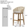 PURPLE LEAF Outdoor Rattan Bar Stools Set of 2 Modern Boho Aluminum Patio Bar Height Chair with Cushion for Garden Outdoor and Indoor - 3 of 4