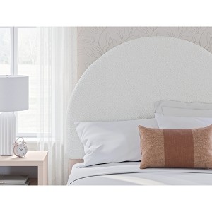 Signature Design by Ashley Wistenpine Upholstered Round Headboard, Blush Frame & White Boucle Upholstery - 1 of 4