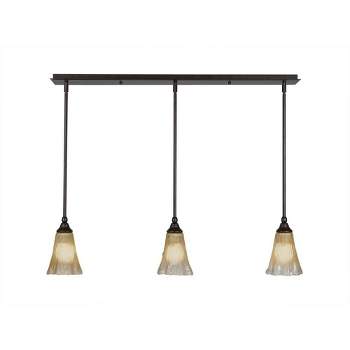 Toltec Lighting Any 3 - Light Chandelier in  Bronze with 5.5" Fluted Amber Crystal Shade