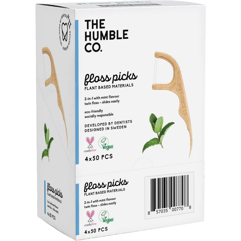 The Humble Co. Plant-Based Dental Floss Picks - Mint - 50ct/4pk, 4 of 7