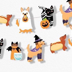 Big Dot of Happiness Halloween Pets Garland Banner, Cat and Dog Costume Party Decorations Backdrop, 30 Feet of Cord, 15 Paper Howlween Pet Shapes - 1 of 4