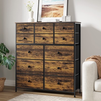 Hausource 12 Drawer Dresser Chest Storage Dresser Tall Cabinet for Bedroom Hallway