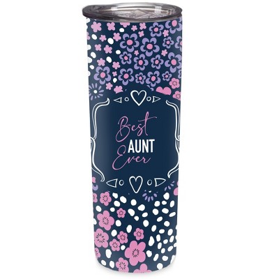 Elanze Designs Best Aunt Ever Purple Floral 20 ounce Stainless Steel Travel Tumbler