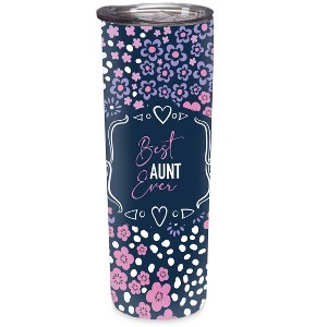 Elanze Designs Best Aunt Ever Purple Floral 20 ounce Stainless Steel Travel Tumbler - 1 of 4
