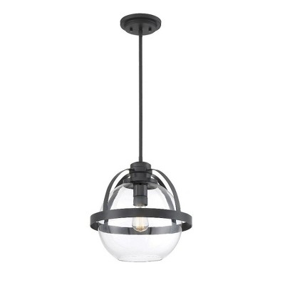 Satin Nickel Glass Globe Pendant Light with Adjustable Height