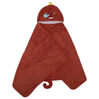 Unique Bargains Soft Absorbent Coral Fleece Hooded Towel for Bathroom Classic Design 53"x31" Wine Red 1 Pc