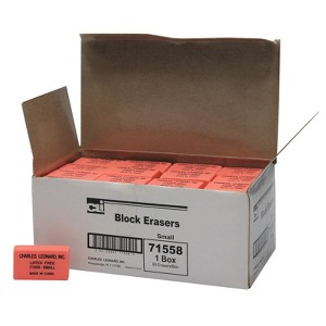 Charles Leonard Eraser, Synthetic, Latex Free, Block Shape, Small, Pink, Box of 80 - 1 of 1