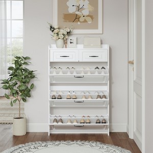 TIRAMISUBEST 1250 White color shoe cabinet with 3 doors 2 drawers - White Mobile File Cabinet - 1 of 4
