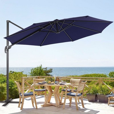 Sonkuki Outdoor 11FT Round Offset Patio Cantilever Aluminum Umbrella