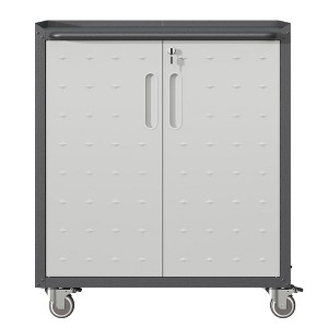 Vynxaria Black Utility Storage Cabinets - Heavy-Duty Metal Garage Cabinet with Wheels - 1 of 4