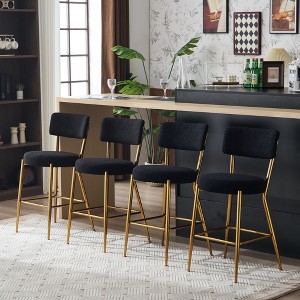 CAVINAS 24.8" Modern Dining Chairs,Set of 2/4,Teddy Fabric Counter Stools for Dining Room,Bar Stools with Round Seat,Dining Furniture Chair - 1 of 4