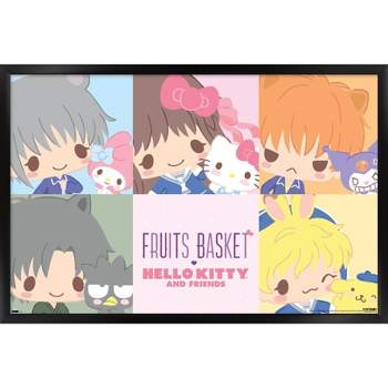 Trends International Fruits Basket x Hello Kitty and Friends - Squares Framed Wall Poster Prints