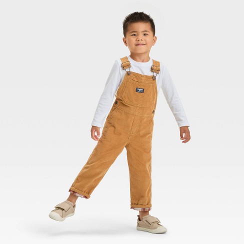 Oshkosh B gosh Toddler Boys Plaid Trim Corduroy Overalls Brown Target