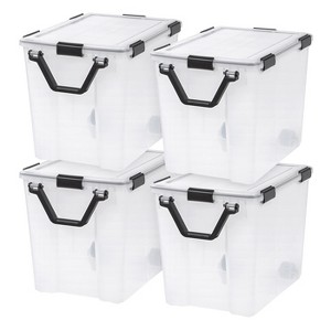 IRIS USA WEATHERPRO Airtight Plastic Storage Bin with Seal Lid, Secure Latching Buckles and 2 Rear Wheels - 1 of 4