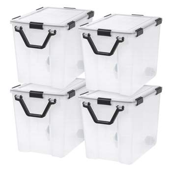 IRIS USA WEATHERPRO Airtight Plastic Storage Bin with Seal Lid, Secure Latching Buckles and 2 Rear Wheels