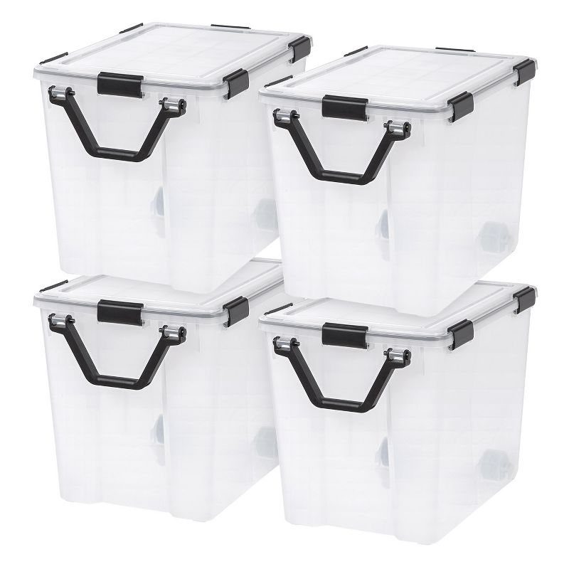 IRIS USA WEATHERPRO Airtight Plastic Storage Bin with Seal Lid, Secure Latching Buckles and 2 Rear Wheels, 1 of 8