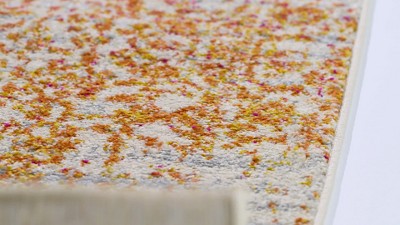 Cream and Orange 3' x 5' Synthetic Area Rug